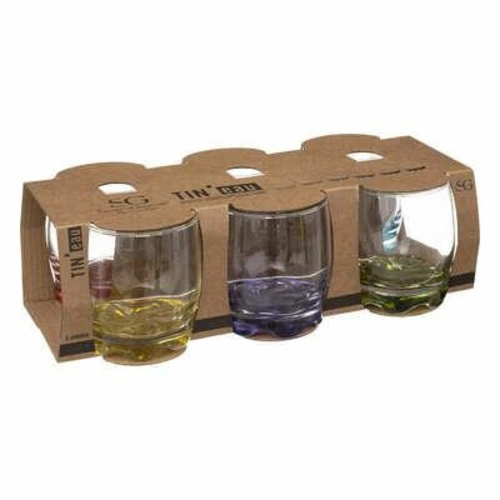 Zestaw szklanek Tin`eau do napojów z kolorowym dnem, szkło transparentne, 6 sztuk